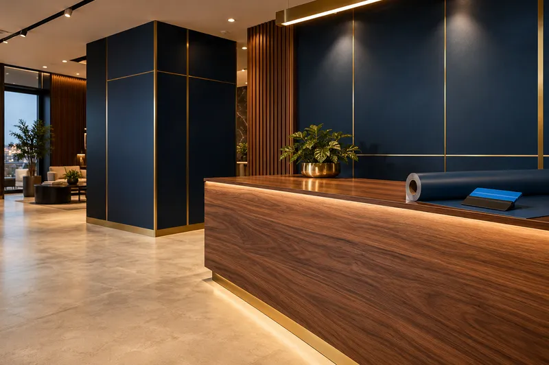 Folyo kaplanmış showroom resepsiyonu